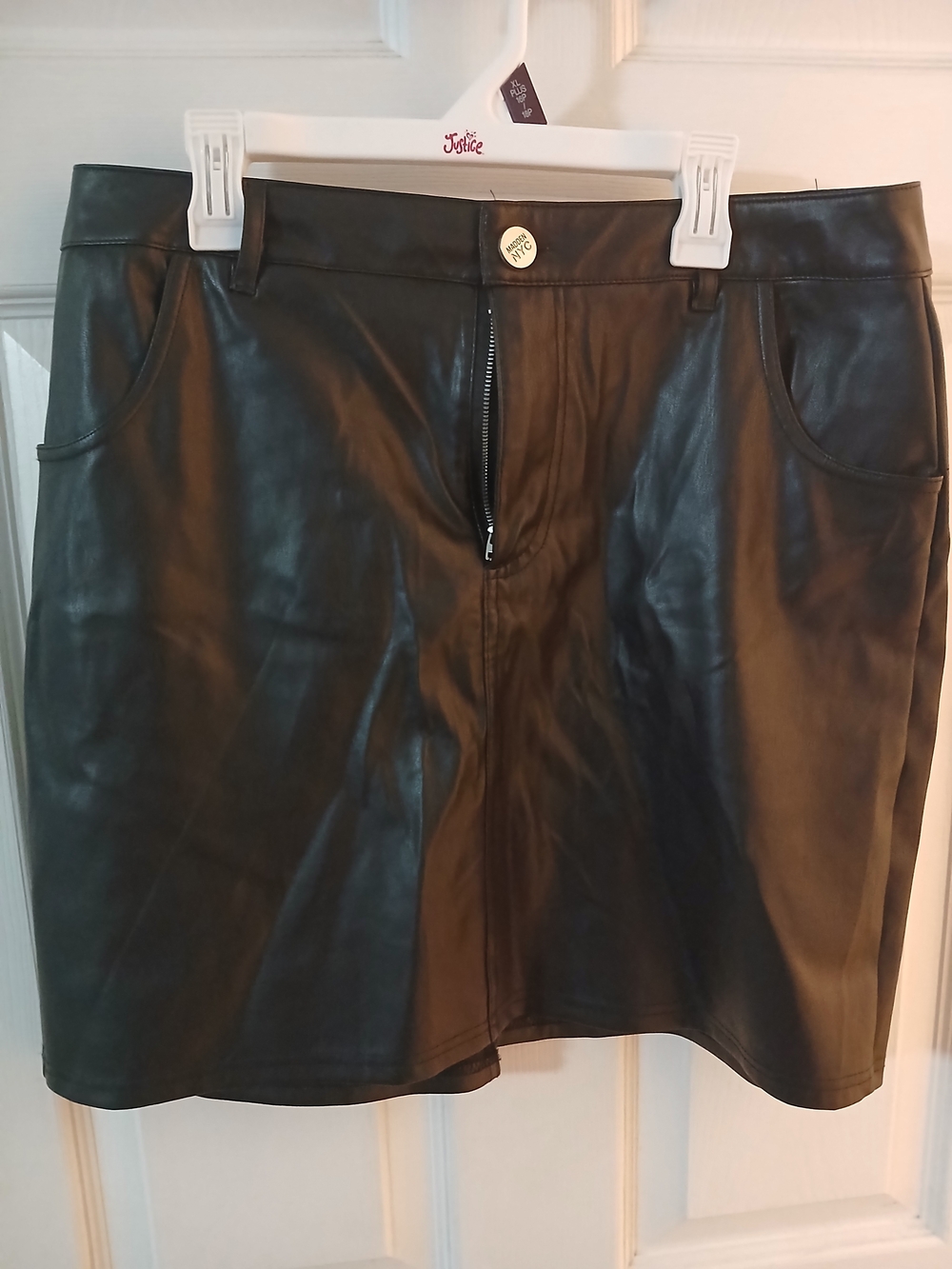 Black Faux Leather Women's Skirt - Classic A-Line